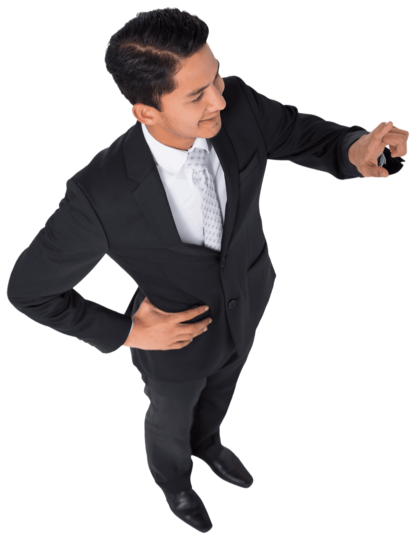 Biracial Businessman Touching Virtual Screen with Confident Gesture