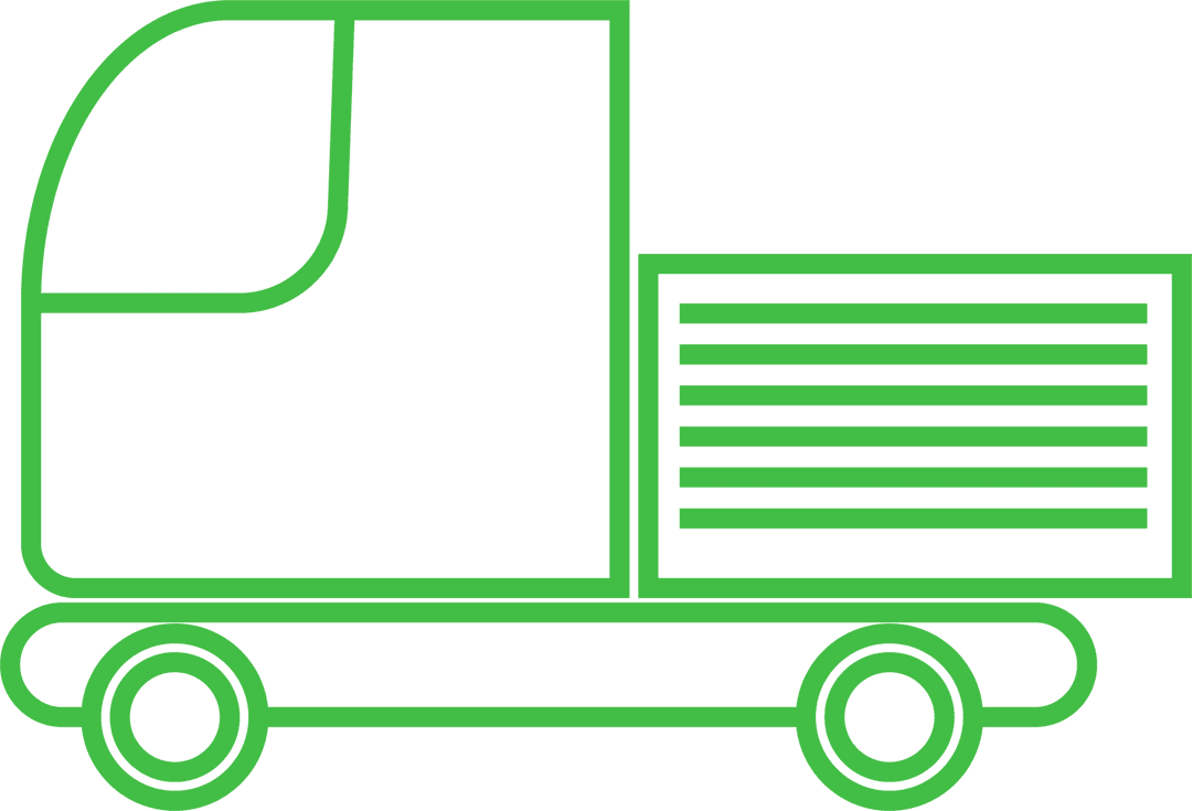 Minimalistic Green Truck Icon on Transparent Background