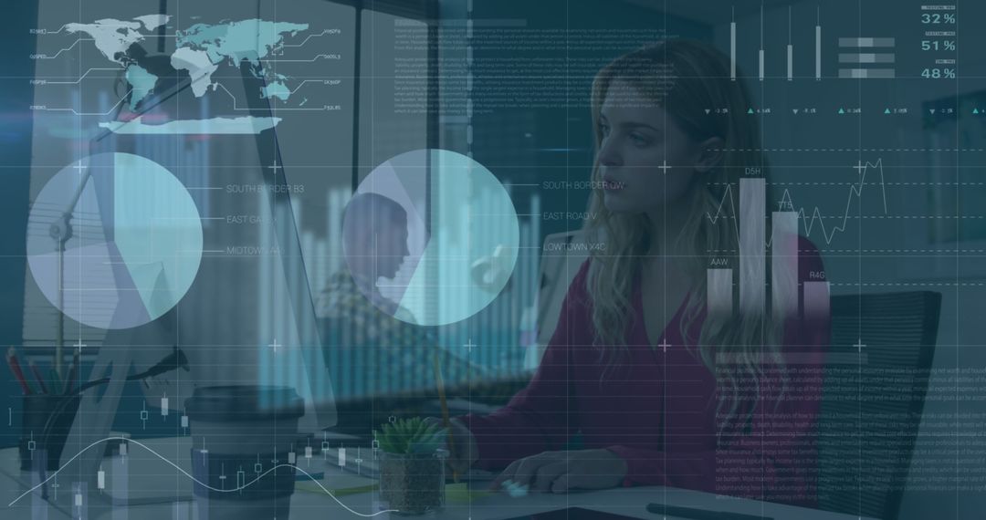 Businesswoman Analyzing Data on Her Computer in Office Vision