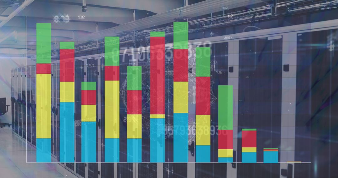 Data Analytics Overlaying Servers Illustrating Big Data Concepts