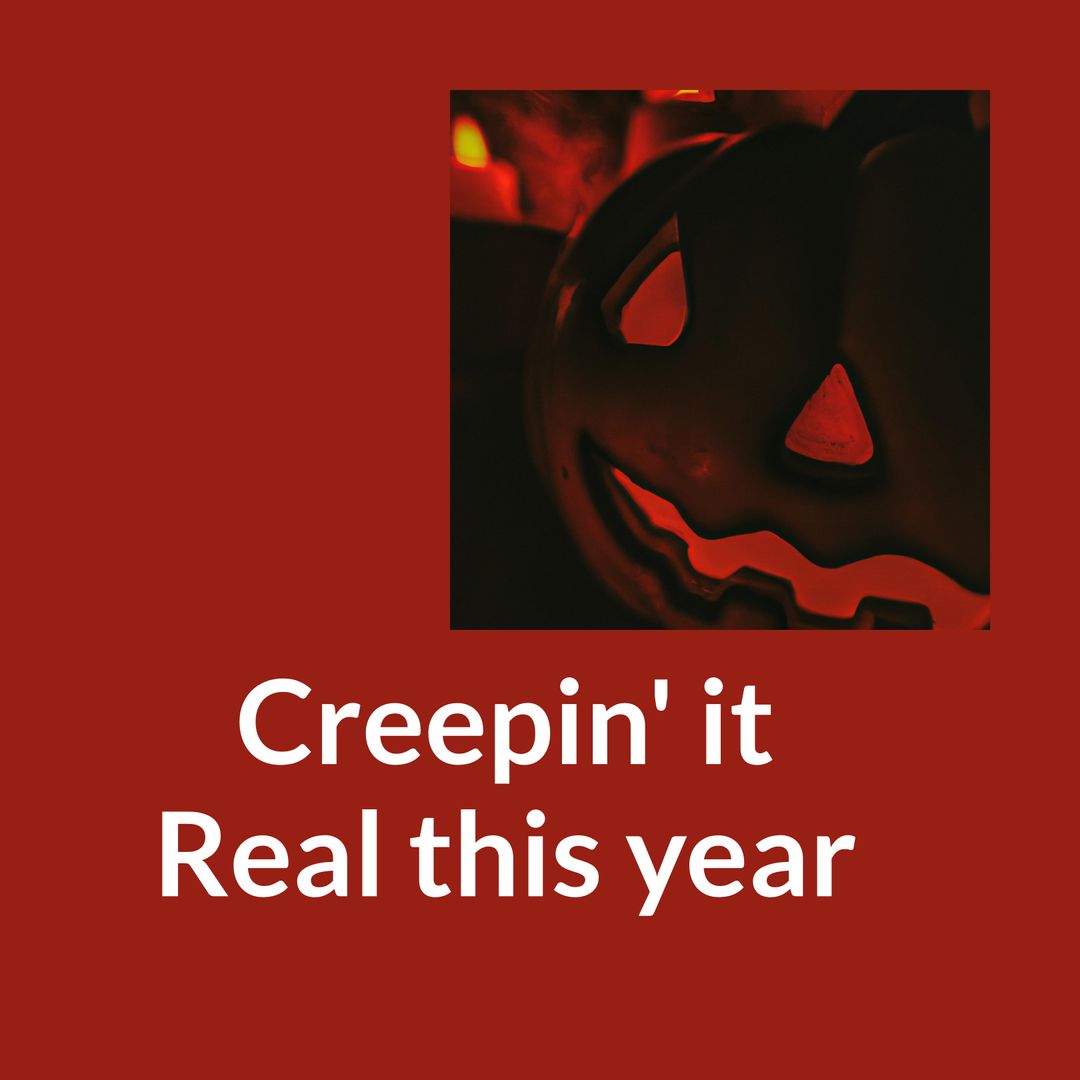 Creepin' It Real This Year Halloween Pumpkin on Red Background - Download Free Stock Templates Pikwizard.com