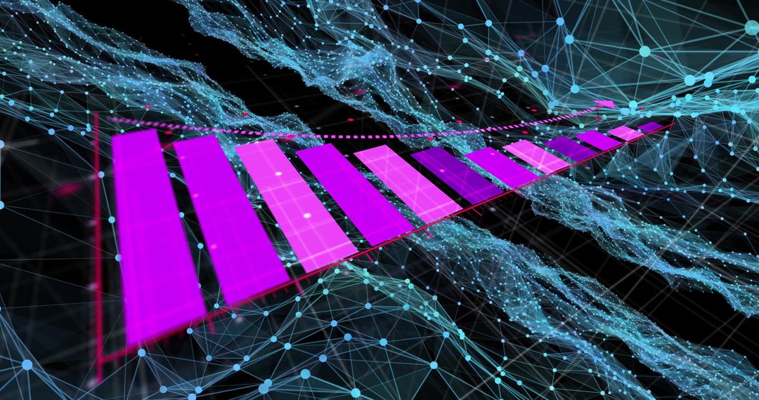 Abstract 3D Bars in Digital Virtual Space with Azure Nodes