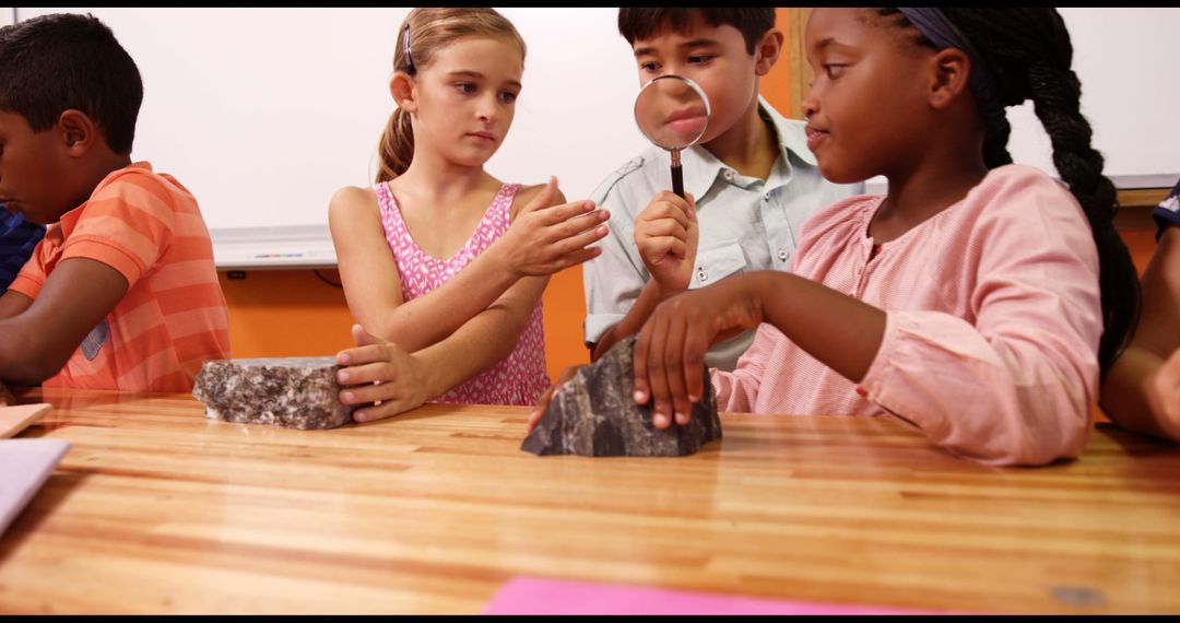 Diverse Group of Schoolchildren Studying Rocks in Science Class - Free Images, Stock Photos and Pictures on Pikwizard.com