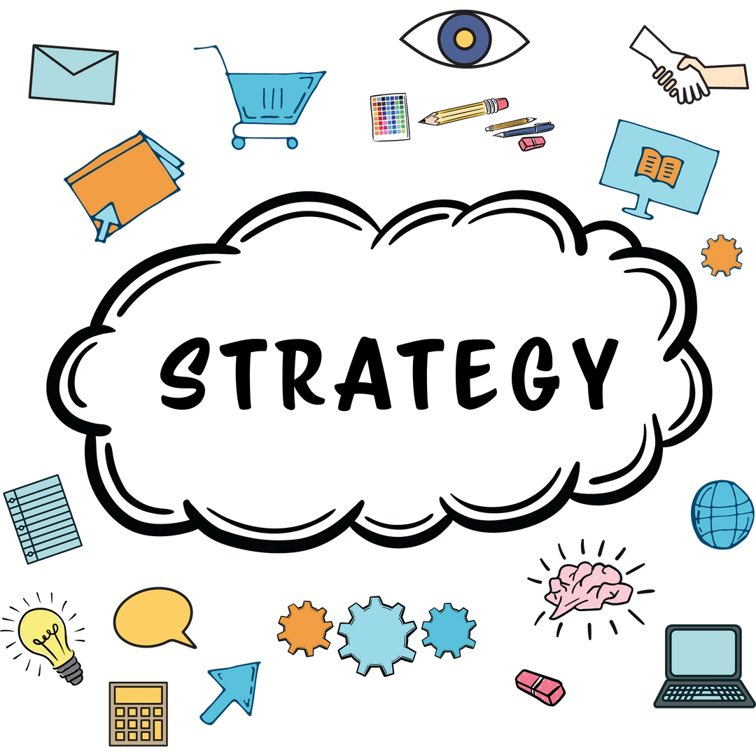 Business Strategy Elements on Transparent Background