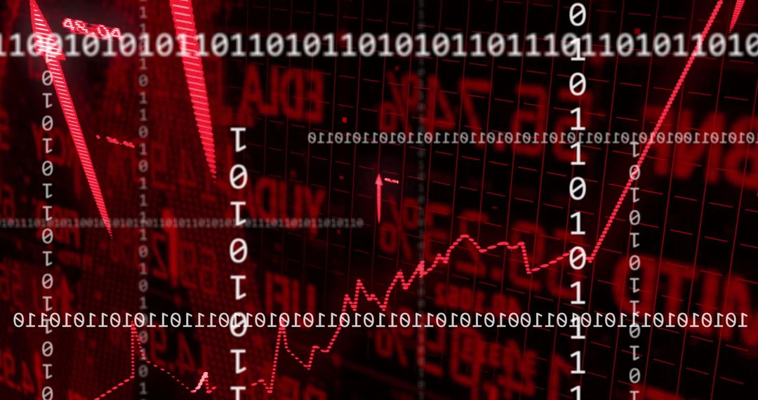 Futuristic Financial Analytics with Binary Code Overlay