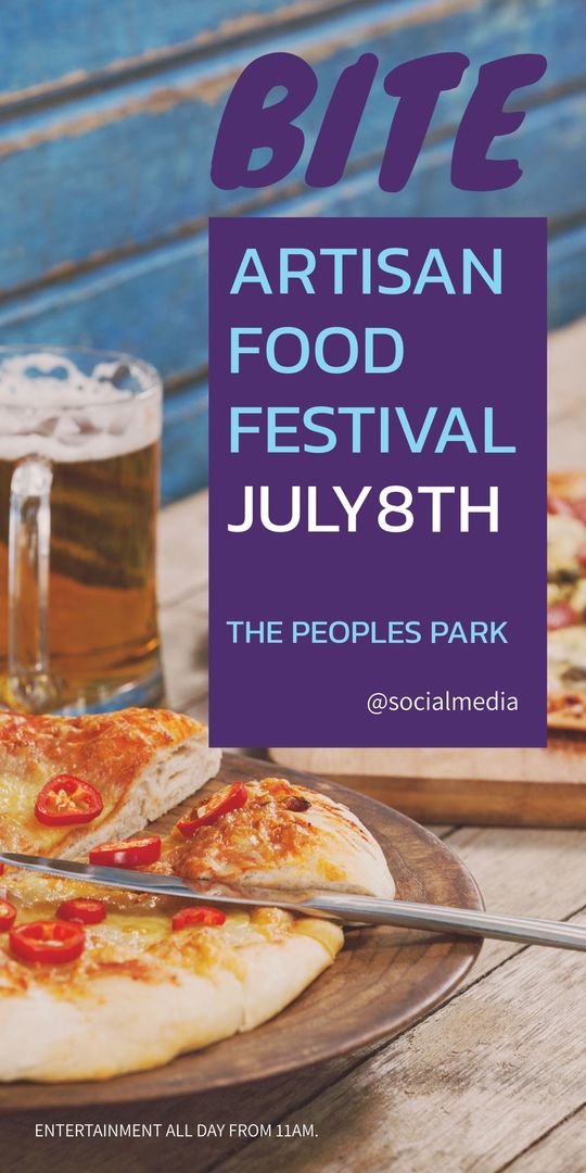 Artisan Food Festival Promotion Featuring Pizza and Beer - Download Free Stock Templates Pikwizard.com