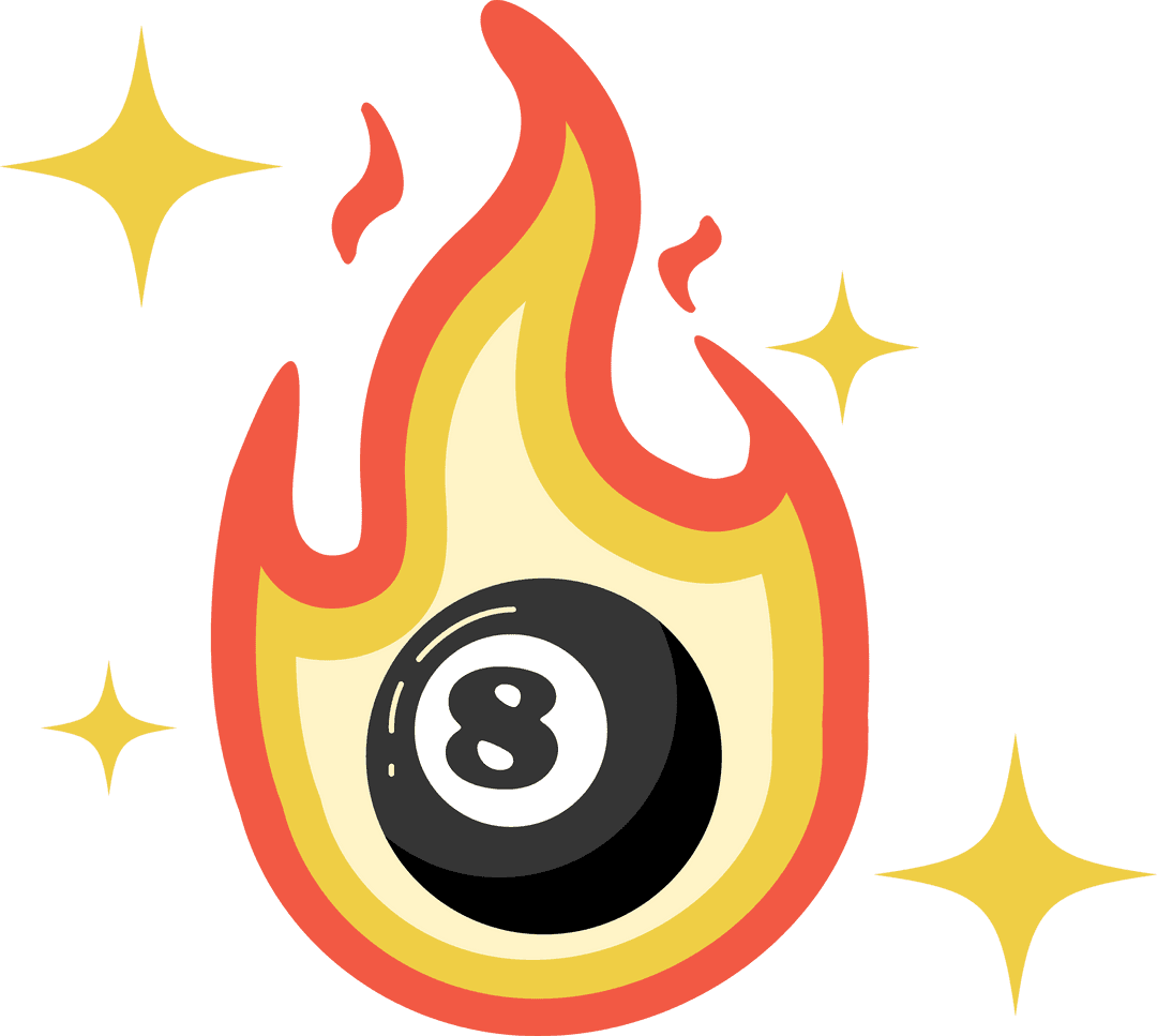Vibrant Hawt Eight Ball Illustrates Retro Gaming Atmosphere