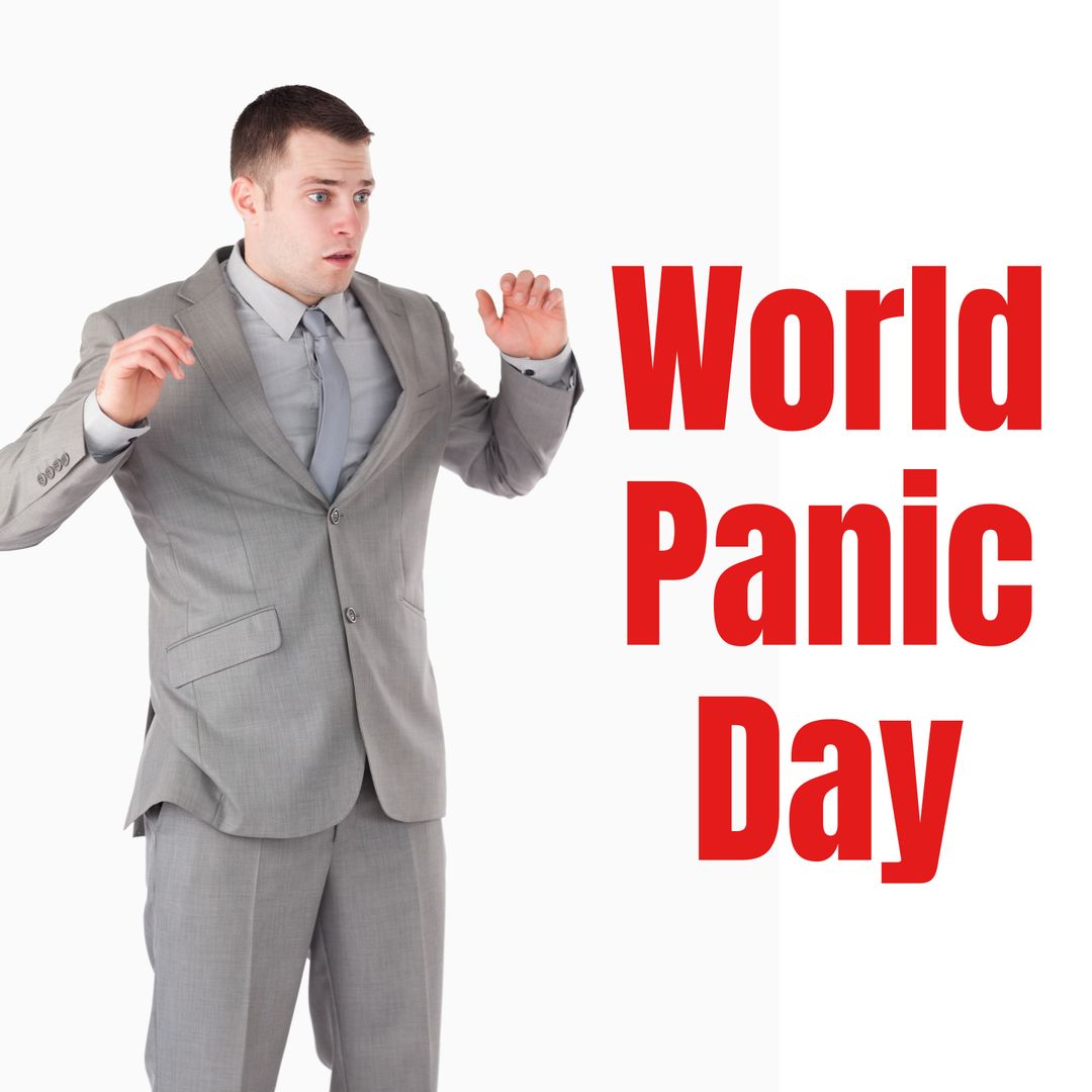 Startled Businessman Symbolizing Anxiety on World Panic Day