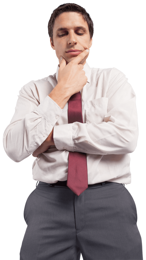 Pensive Businessman with Transparent Background for Creative Design Needs