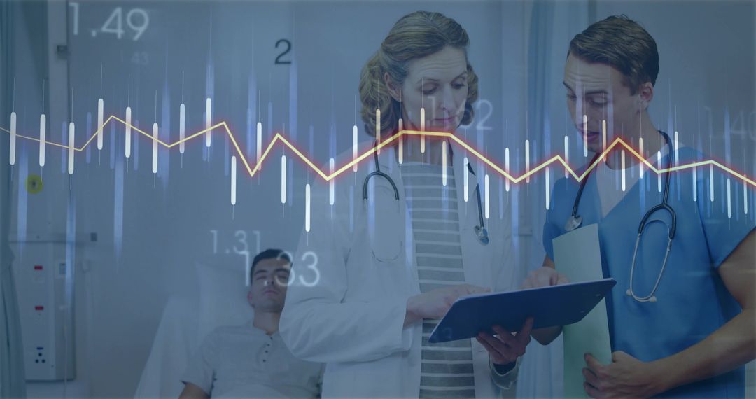 Doctors Analyzing Patient Data in Hospital Ward