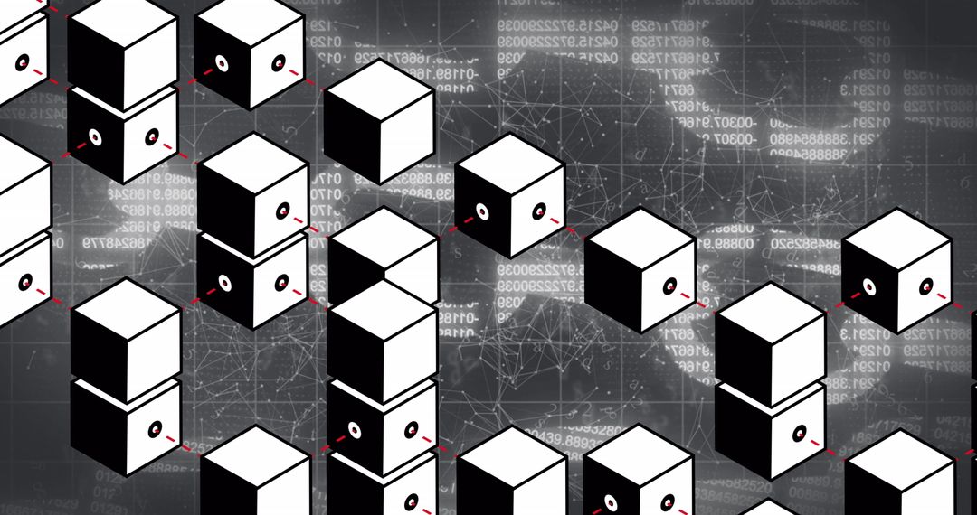 Abstract Blockchain Concept with Interconnected Cubical Blocks