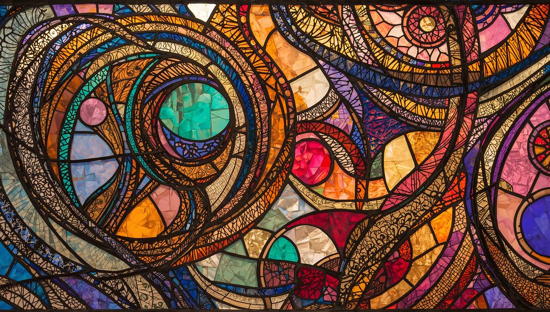 Vibrant Abstract Stained Glass Pattern with Colorful Fragments