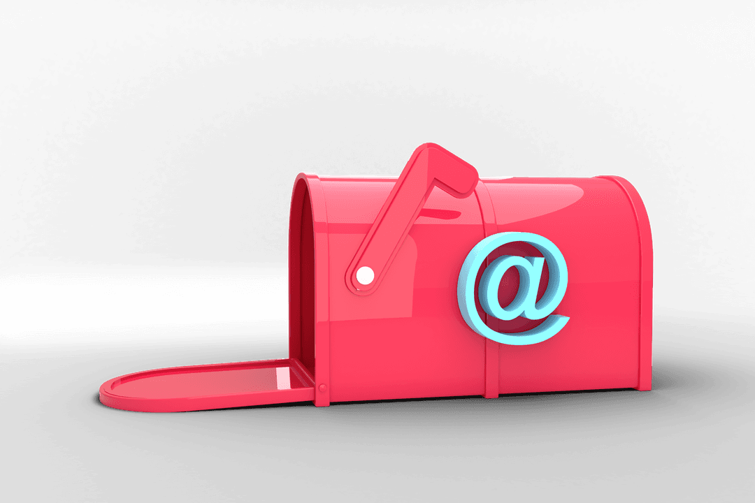 Digital Email Icon on Red Mailbox Transparent Background Illustration