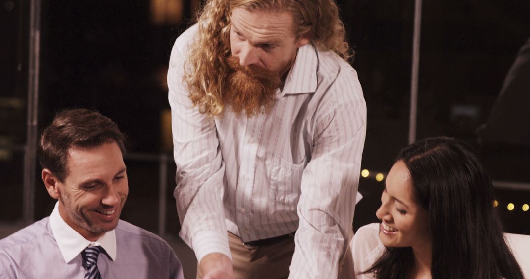 Professional Team Engaging in Collaborative Office Discussion