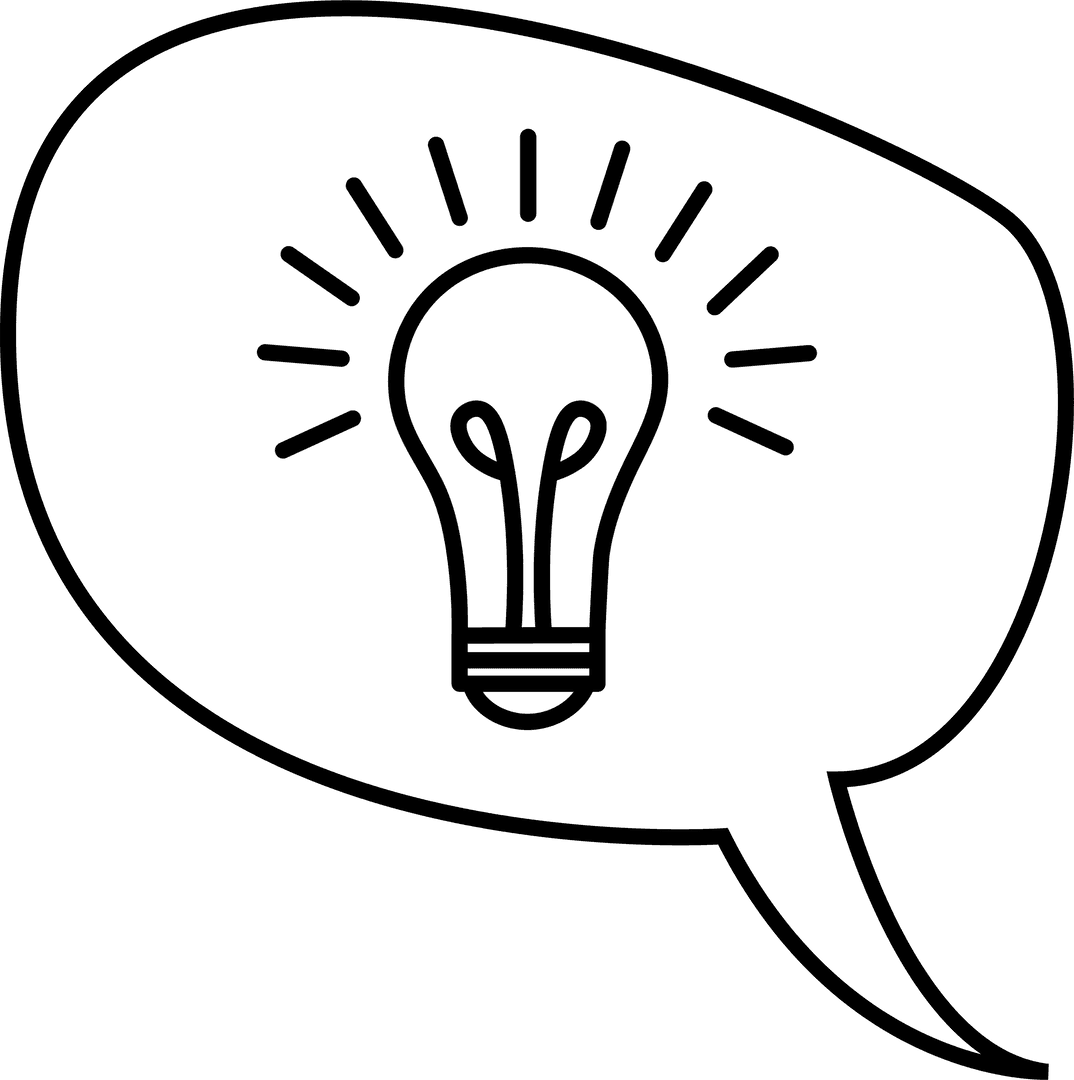 Transparent Bulb Icon on Speech Bubble Design Concept