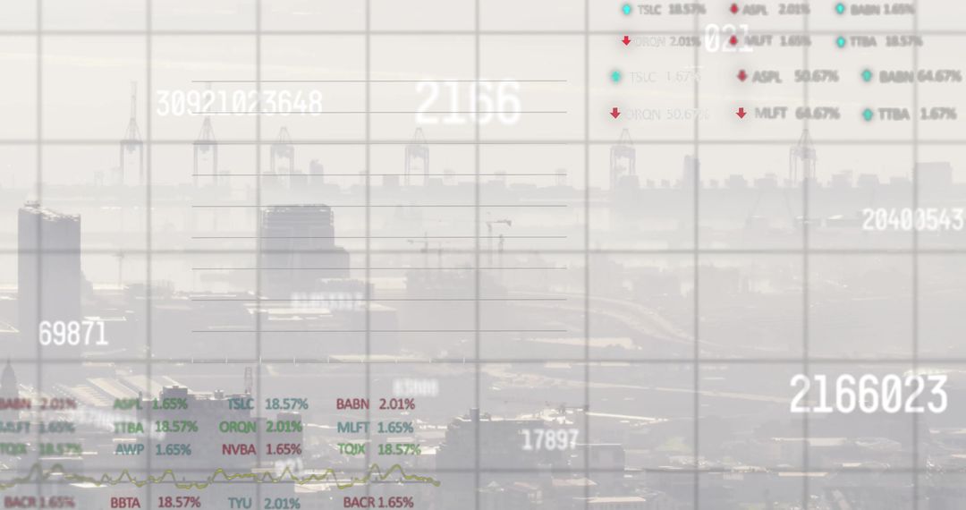 Financial Data Overlay on Urban Background Illustrating Global Connectivity