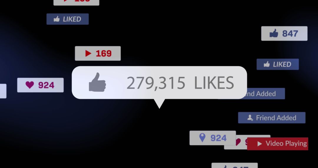 Social Media Engagement Metrics and Icons Display