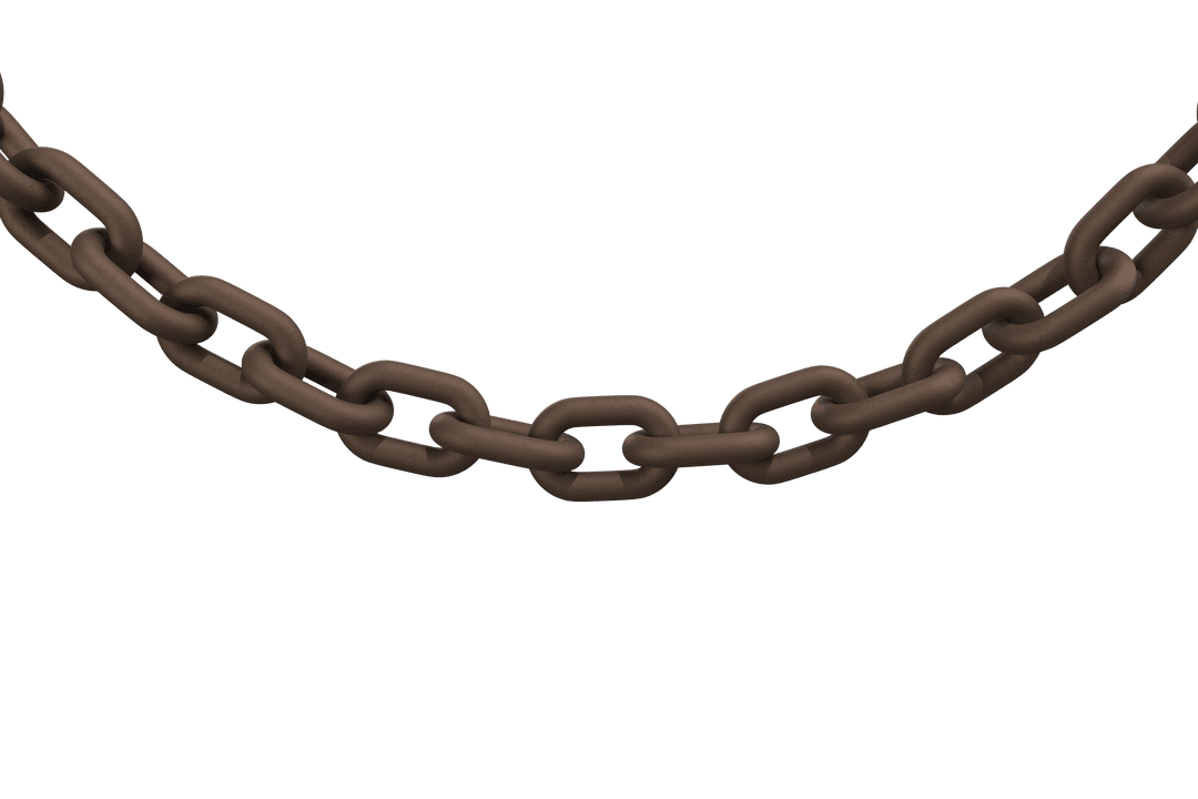 3D Illustration of Rusty Chain on Transparent Background