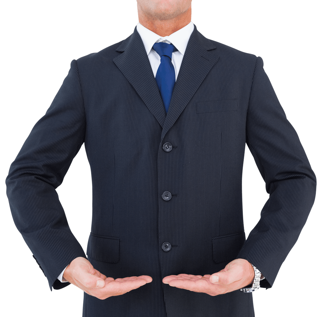 Businessman Using Holographic Interface on Transparent Background
