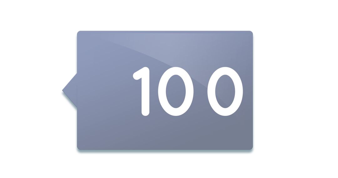 Minimalistic Number 100 in Grey Chat Box on White Background