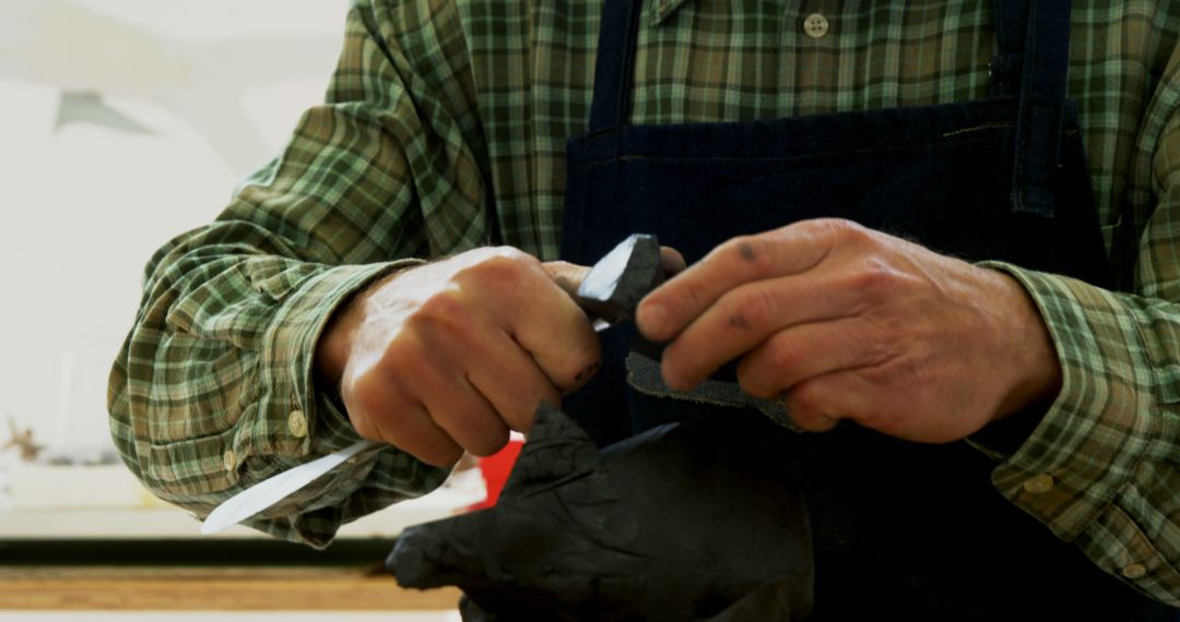 Skilled Craftsman Sharpening Tool on Whetstone