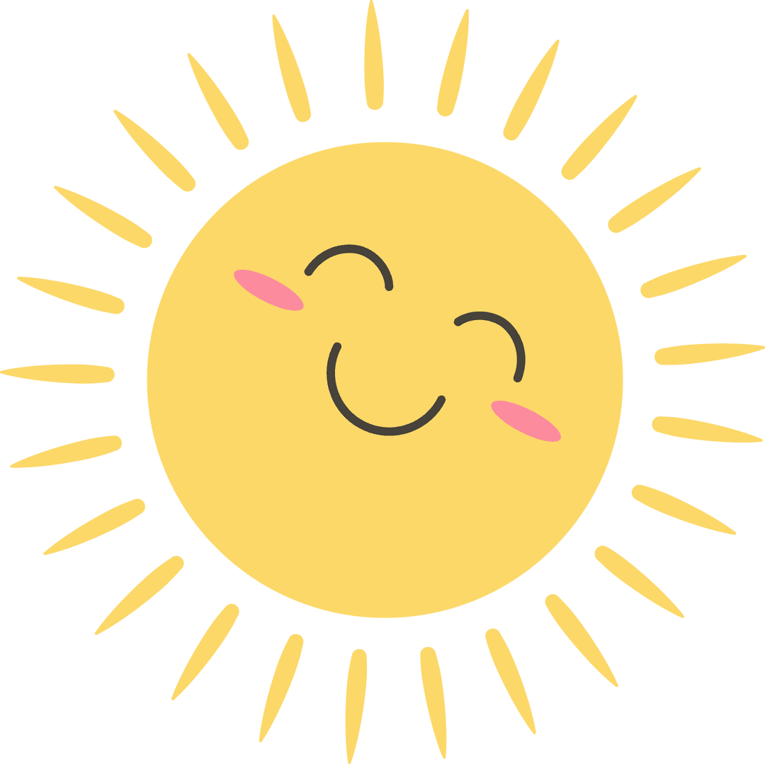 Cheerful Cartoon Sun Transparent Background with Smile