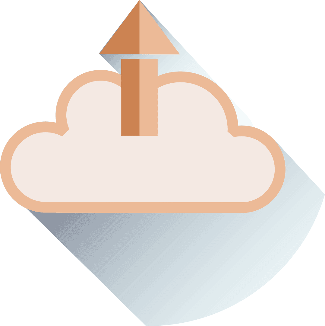 Digital Cloud with Up Arrow on Transparent Background