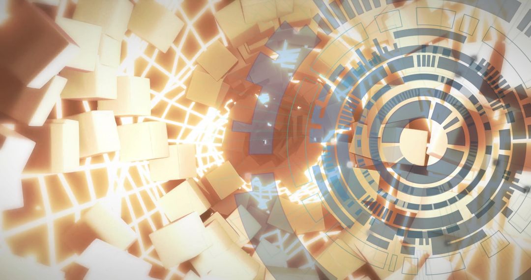 Futuristic Light Trails and Geometric Patterns in Motion