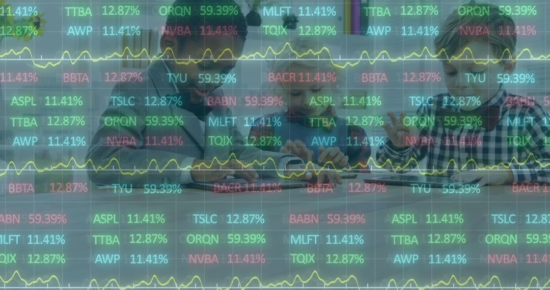 Children Studying Stock Market Data Together - Free Images, Stock Photos and Pictures on Pikwizard.com