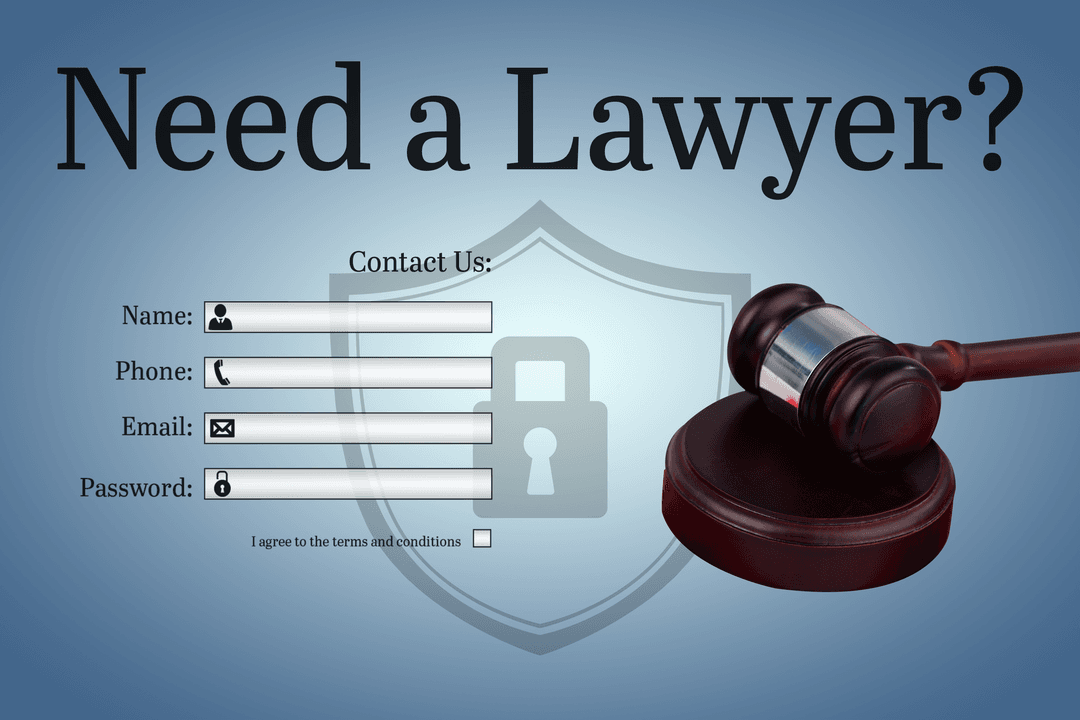 Transparent Legal Services Contact Form with Gavel and Lock Icon