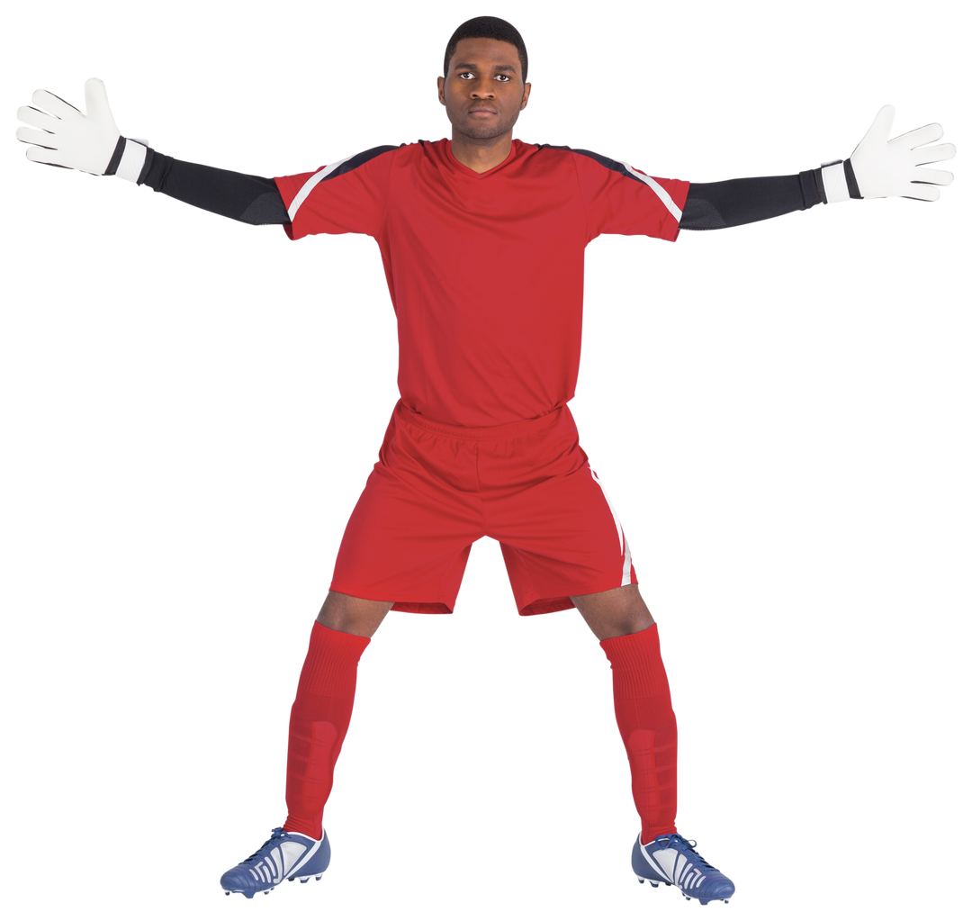 Transparent Background of Soccer Goalkeeper in Red Uniform Ready to Block - Download Free Stock Images Pikwizard.com