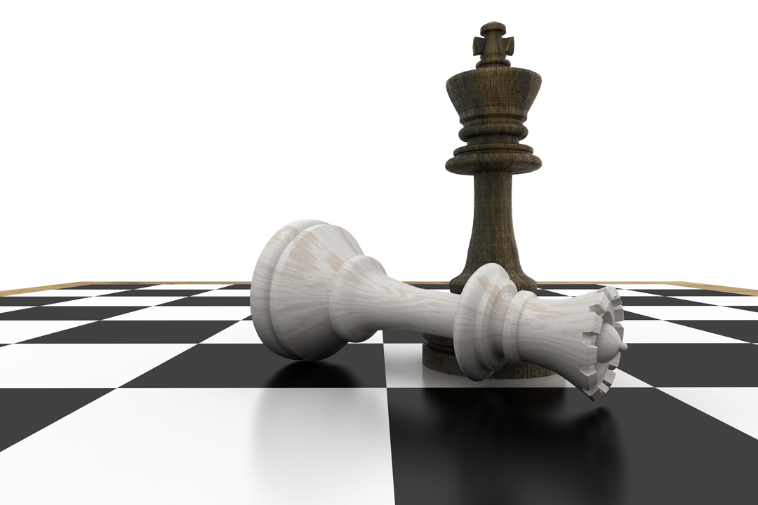 Transparent Chess Board Scene With King and Fallen Queen Symbolizing Defeat - Download Free Stock Images Pikwizard.com