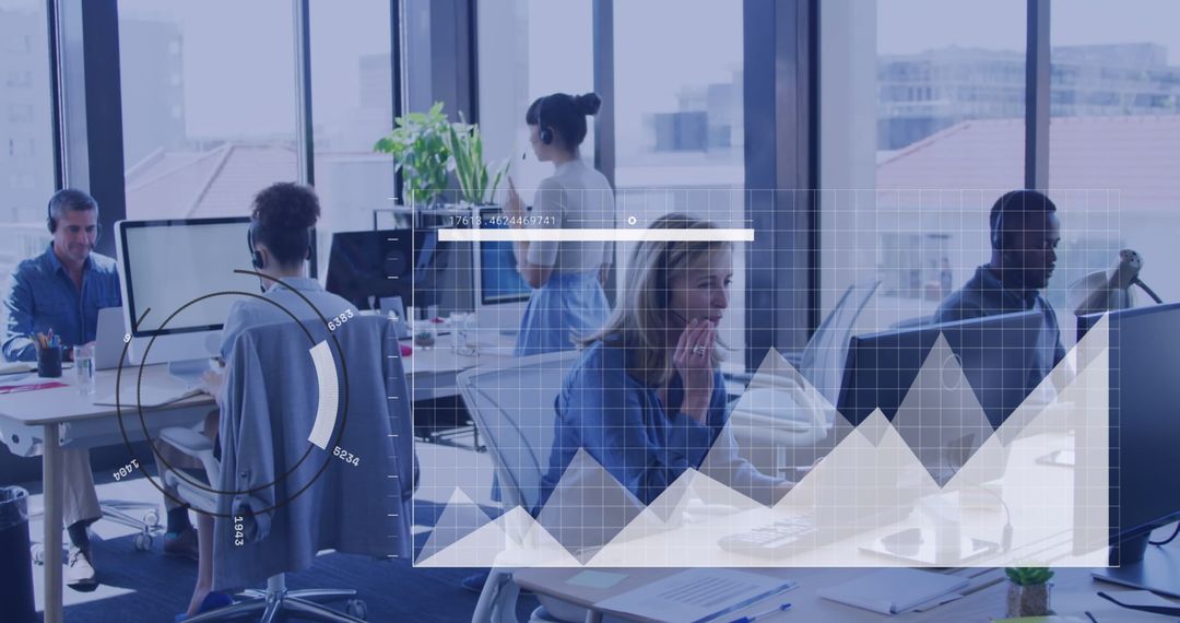 Diverse Professionals Working on Data Analysis in Modern Office