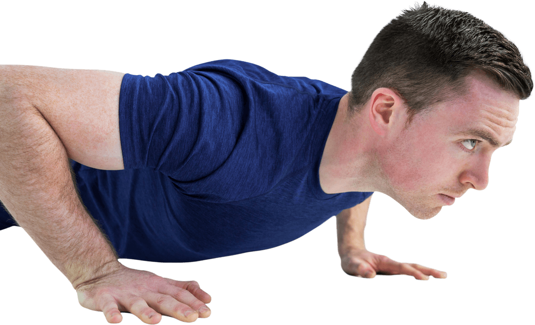 Transparent Image of Fit Man Performing Push Ups