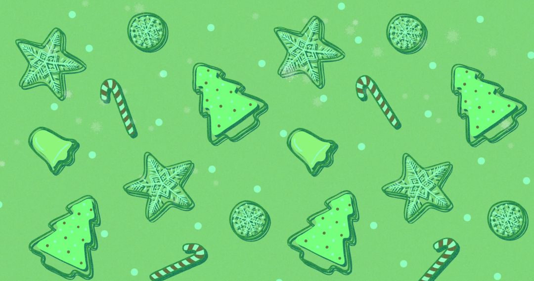 Green Christmas Pattern Featuring Cookies And Candies - Free Images, Stock Photos and Pictures on Pikwizard.com