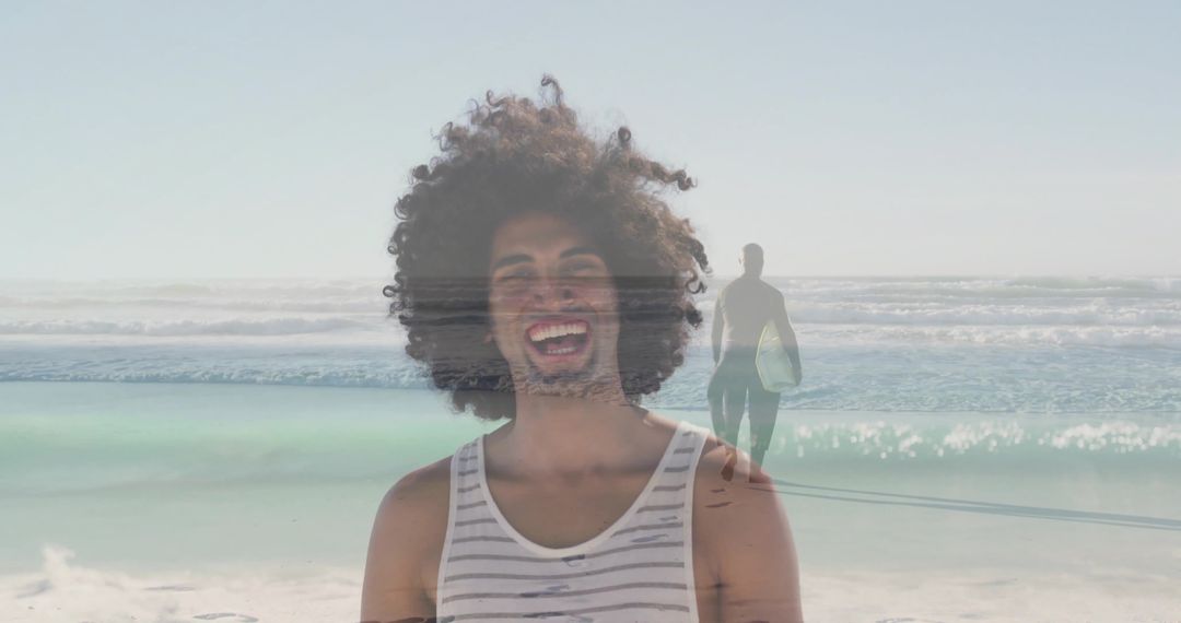 Joyful Beach Day with Surfing and Relaxation Imagery