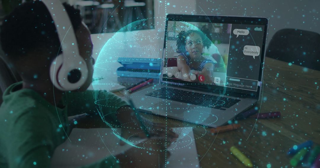 Child Learning Online with Holographic Globe Interface