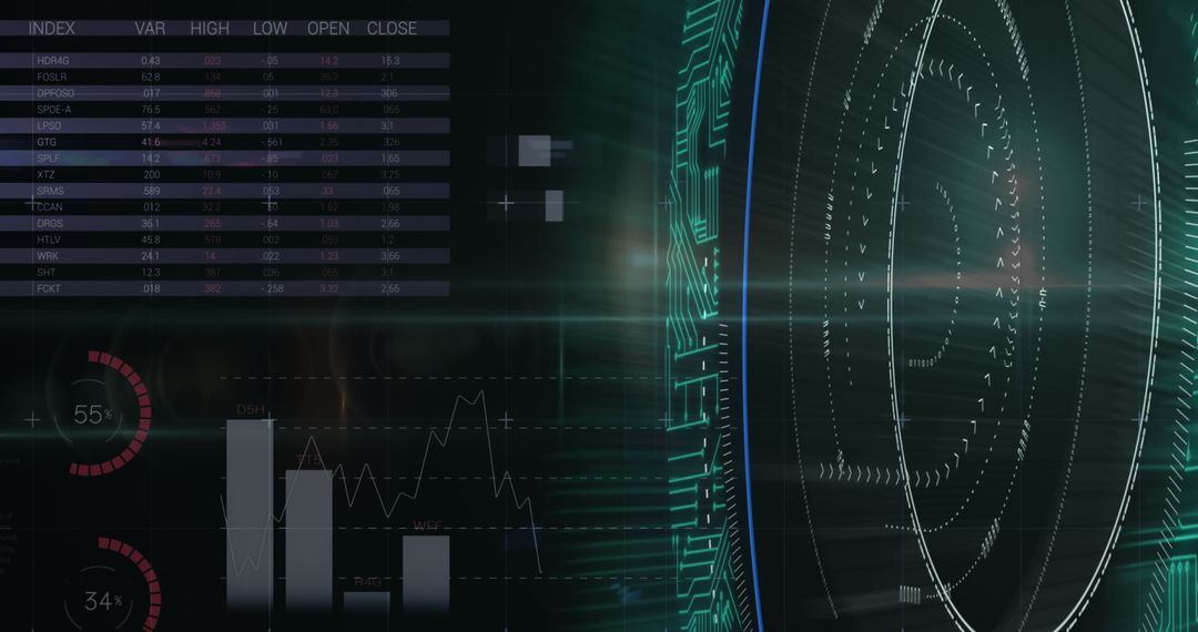 Futuristic Holographic Financial Data Visual Interface