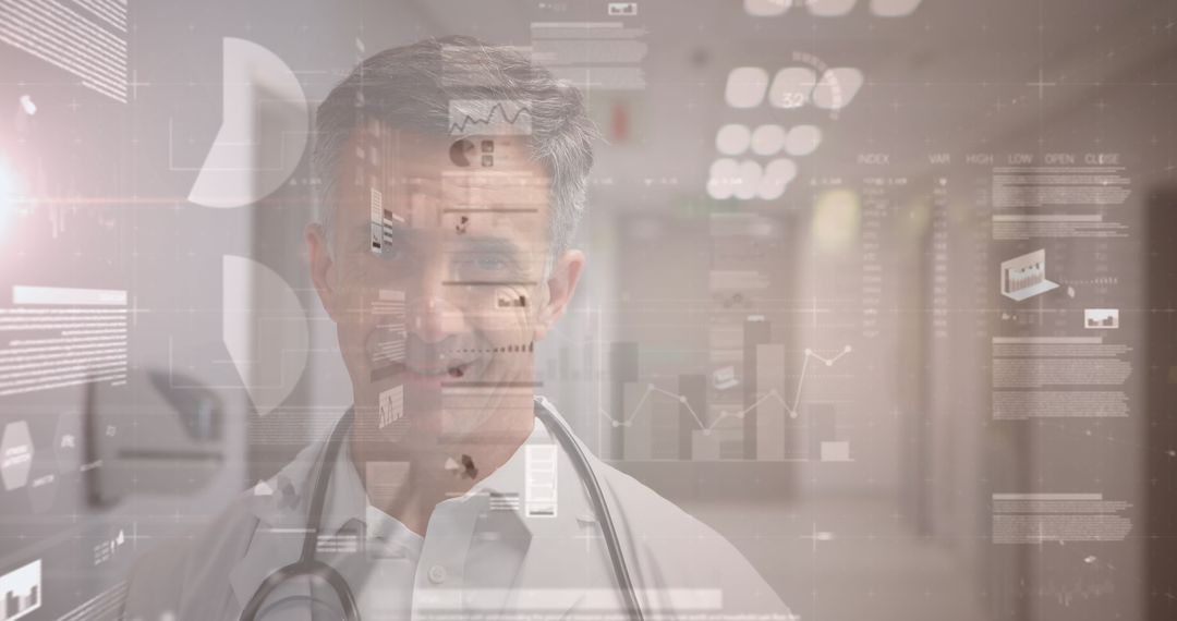 Doctor Analyzing Digital Health Data in Hospital Environment