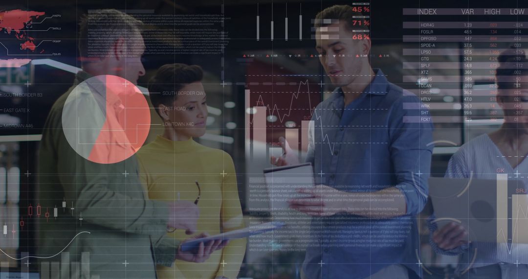 Diverse Colleagues Analyzing Data Visualization in Modern Office