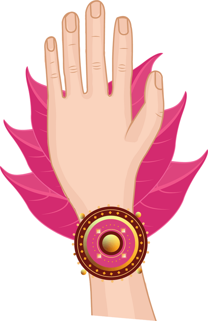Elegant Outstretched Hand with Pink Gold Bangle on Transparent Background