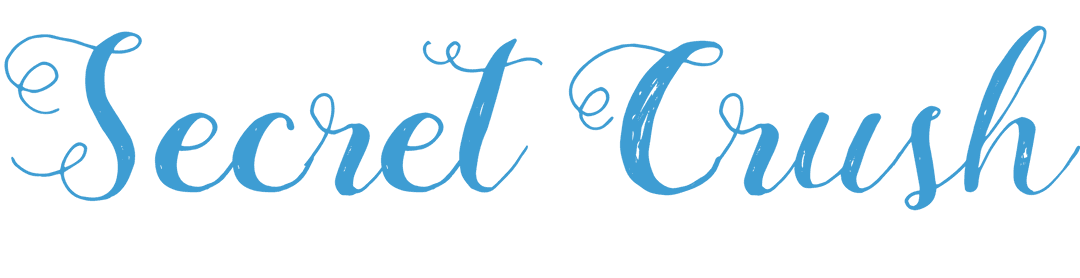 Decorative Blue Script Secret Crush Text on Transparent Background