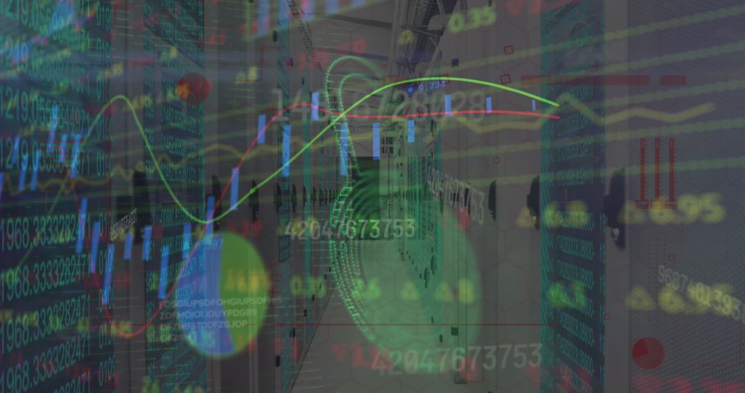 Data Processing and Server Room with Global Business Interface