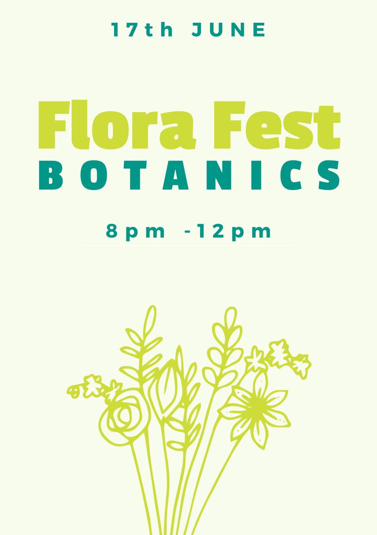 Flora Fest Poster with Botanical Illustration for Event Promotion - Download Free Stock Templates Pikwizard.com