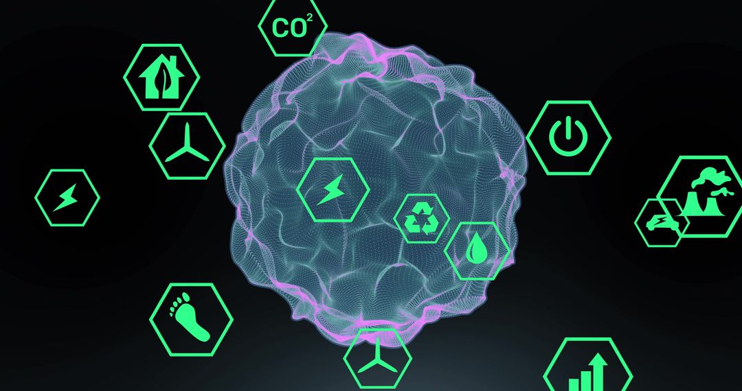 Eco Icons with data processing symbolizing sustainable technology