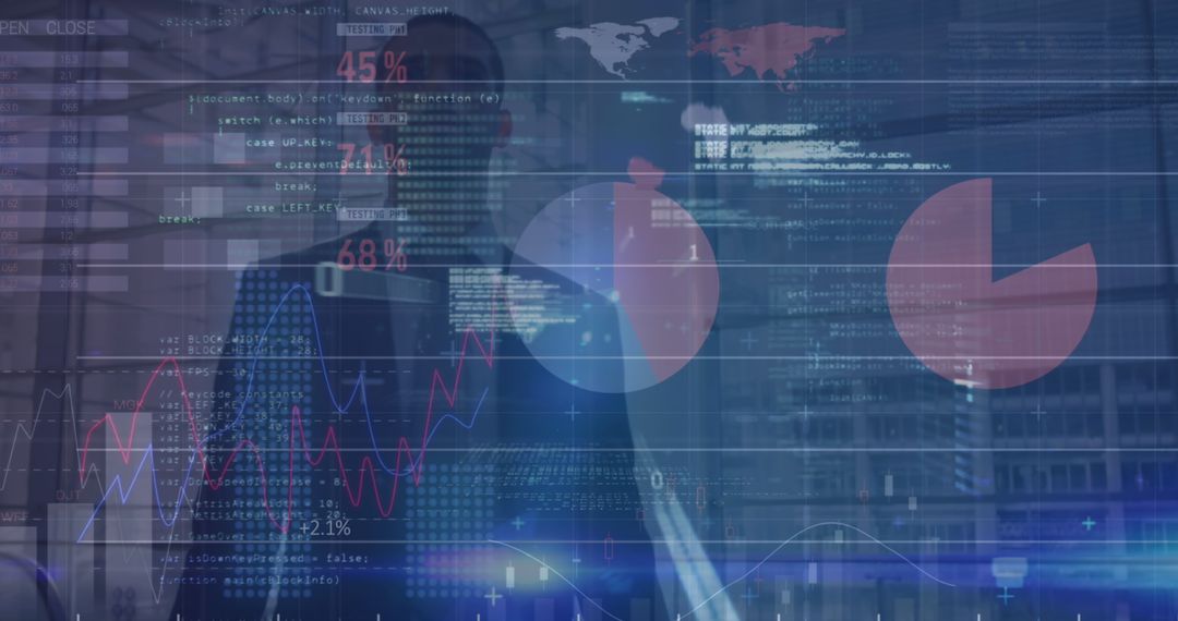 Global Businessman Analyzing Financial Data on Digital Interface