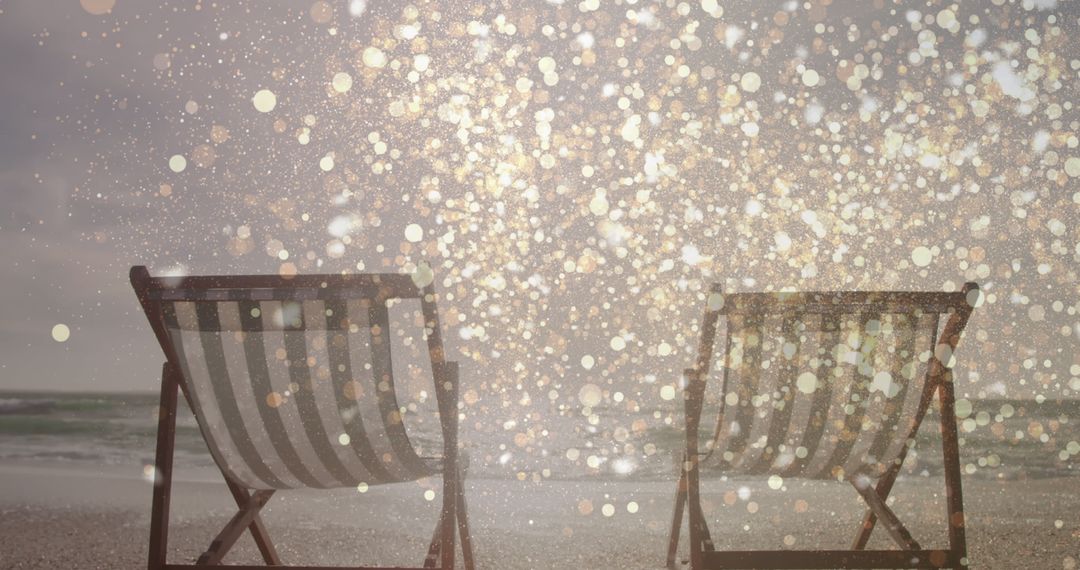 Romantic Beach Lounge with Dreamy Light Particles