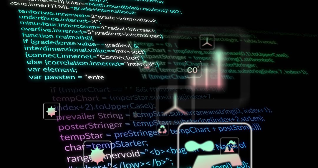 Abstract Digital Interface with Ecological Overlay Icons