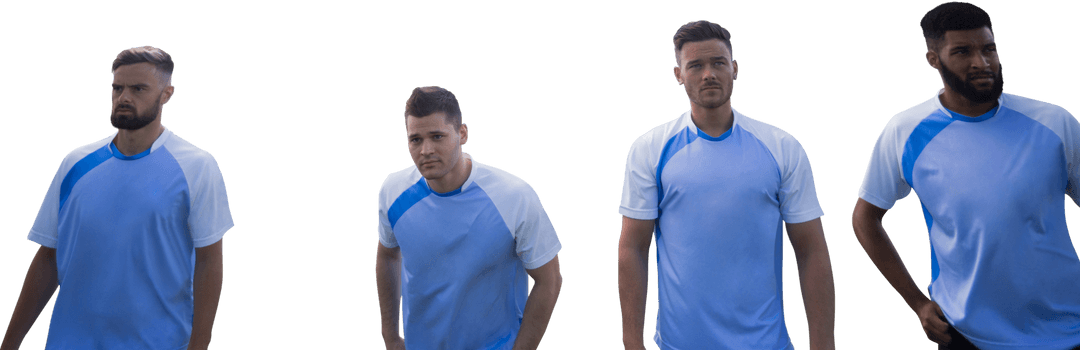 Diverse Group of Footballers on Transparent Background Seem Focused