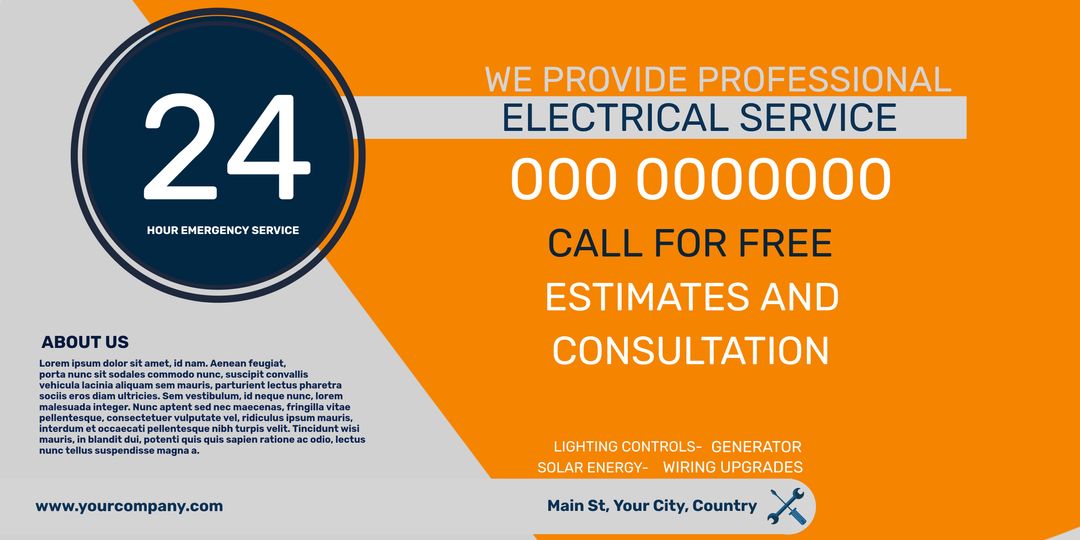 Bold Electrical Service Banner with Emergency Contact Details